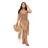 Sexy Knit Hollow Out Tassel One-Piece Swimsuit TR-1205