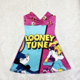 Cartoon Print Sling Mini Nightdress SHD-9816