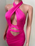 Sexy Halter Backless Hollow Out Bandage Mini Dress NIK-302