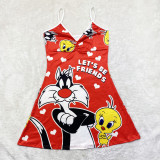 Cartoon Print Sling Mini Nightdress SHD-9816