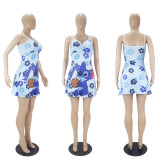 Cartoon Print Sling Mini Nightdress SHD-9816