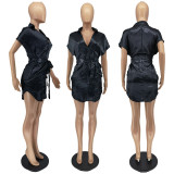 Sexy V Neck Short Sleeve Sashes Mini Dress WSM-5311