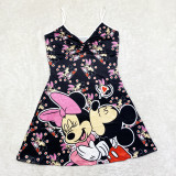 Cartoon Print Sling Mini Nightdress SHD-9816