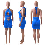 Sexy Halter Backless Hollow Out Bandage Mini Dress NIK-302