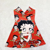 Cartoon Print Sling Mini Nightdress SHD-9816