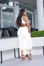 Sexy Knit Hollow Out Tassel Beach Maxi Dress TR-1202