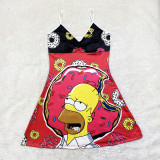 Cartoon Print Sling Mini Nightdress SHD-9816