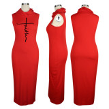 Letter Printed Sleeveless Maxi Dress TE-2053