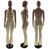 Solid Halter Backless Jumpsuit MOF-6689