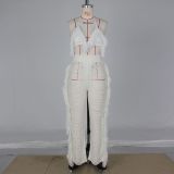 Sexy Knit Tassel Hollow Out Two Piece Pant Sets ZSD-0225