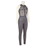 Houndstooth Mesh Patchwork Sleeveless Jumpsuit ZSD-0457