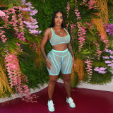 Sexy Mesh See Through Two Piece Shorts Sets (Without Underwear) FSL-F196