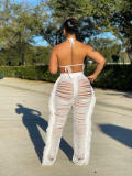 Sexy Knit Tassel Hollow Out Two Piece Pant Sets ZSD-0225