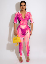 Sexy Printed Half Sleeve Two Piece Pants Sets ZSD-0472
