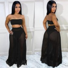 Sexy Tube Top+Perspective Maxi Skirt+Briefs 3 Piece Sets SH-390301