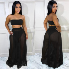 Sexy Tube Top+Perspective Maxi Skirt+Briefs 3 Piece Sets SH-390301