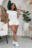 Plus Size Solid Sports Two Piece Shorts Set LSD-91655