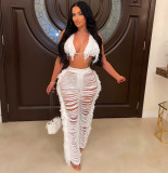 Sexy Knit Tassel Hollow Out Two Piece Pant Sets ZSD-0225