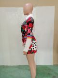 Floral Print Long Sleeve Shirt And Shorts 2 Piece Sets BN-B836