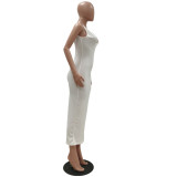 Solid Color Casual Slim Sleeveless Vest Long Dress TR-1119
