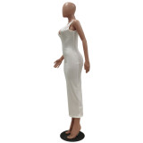 Solid Color Casual Slim Sleeveless Vest Long Dress TR-1119