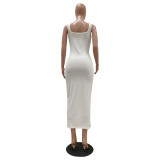 Solid Color Casual Slim Sleeveless Vest Long Dress TR-1119