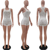 Sexy Sleeveless Hole Two Piece Shorts Sets AL-283