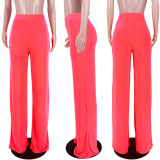 Solid High Waist Wide Leg Pants ASL-6575