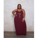 Plus Size Letter Print Spaghetti Strap Maxi Dress GDYF-69482