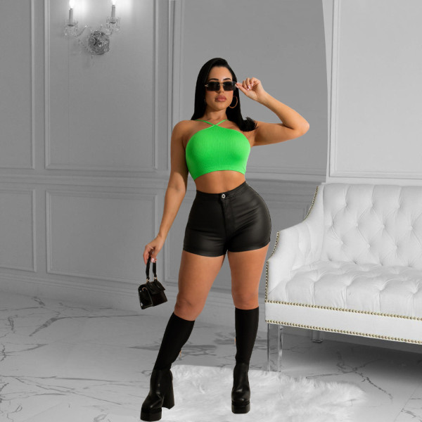 PU Leaher Skinny Shorts MXDF-6088