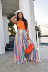 Plus Size Printed Wide Leg Pants ZDF-31200