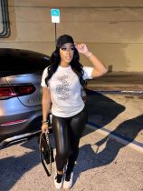Plus Size Letter Print O Neck T Shirt BMF-MM059