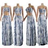 Sexy Tube Top Split Maxi Skirt 2 Piece Sets JZHF-8111