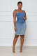 Denim Spaghetti Strap Bodycon Mini Dress LX-6927