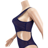 Sexy Mesh One Shoulder Hollow Out Jumpsuit JZHF-8112