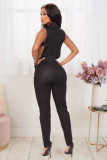 Denim Sleeveless Hollow Out Jeans Jumpsuit LX-6087-1
