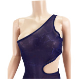 Sexy Mesh One Shoulder Hollow Out Jumpsuit JZHF-8112