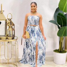 Sexy Tube Top Split Maxi Skirt 2 Piece Sets JZHF-8111