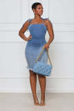 Denim Spaghetti Strap Bodycon Mini Dress LX-6927