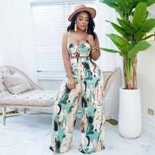 Tie Dye Cami Top Wide Leg Pants 2 Piece Sets JZHF-8113