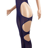 Sexy Mesh One Shoulder Hollow Out Jumpsuit JZHF-8112
