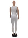 Solid Sleeveless Two Piece Pants Sets ZDF-31205