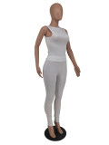 Solid Sleeveless Two Piece Pants Sets ZDF-31205