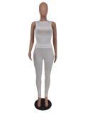 Solid Sleeveless Two Piece Pants Sets ZDF-31205