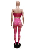 Feather Patchwork Hole Two Piece Pants Sets MEM-88434