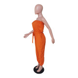 Solid Strapless Off Shoulder Sashes Jumpsuit BS-1307