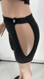 Letter Print Sleeveless Hollow 2 Piece Shorts Sets WSYF-5931