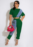 Denim Pachwork Two Piece Pants Sets MEM-88435