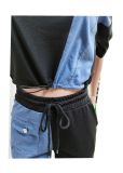Denim Pachwork Two Piece Pants Sets MEM-88435