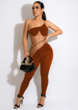 Sexy Mesh Patchwork One Shoulder Jumpsuit MEM-88433